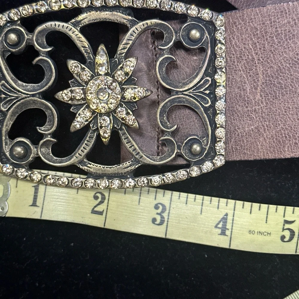 Brown Leather Belt with Ornate Buckle